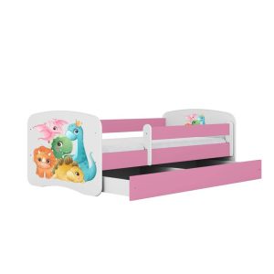 Łóżko Babydreams różowe Dinusie z szufladą materac piankowy 140×70 1054099 Łóżko Babydreams różowe Dinusie z szufladą materac piankowy 140×70 1054099