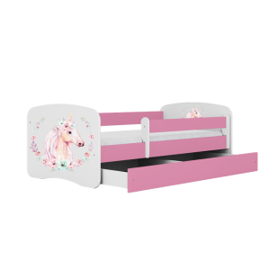 Łóżko Babydreams różowe Konik z szufladą materac piankowy 160×80 1054503 Łóżko Babydreams różowe Konik z szufladą materac piankowy 160×80 1054503
