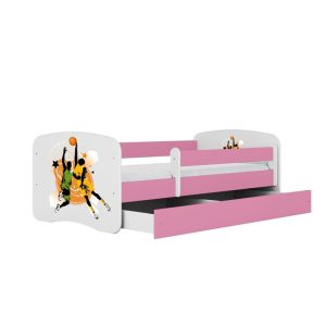 Łóżko Babydreams różowe Koszykówka z szufladą materac piankowy 140×70 1054220 Łóżko Babydreams różowe Koszykówka z szufladą materac piankowy 140×70 1054220