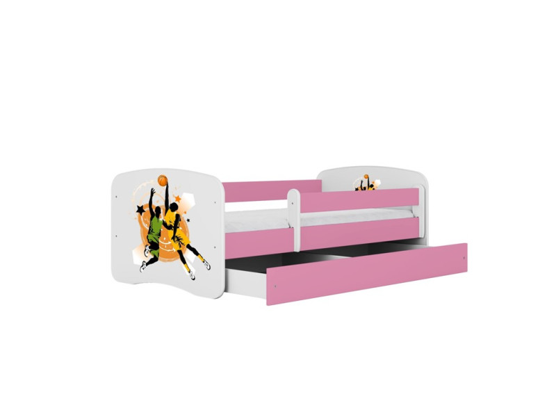 Łóżko Babydreams różowe Koszykówka z szufladą materac piankowy 160x80 1054367