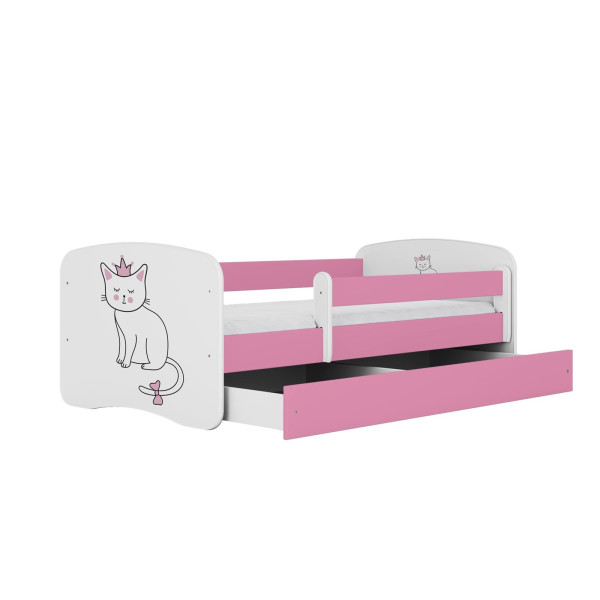 Łóżko Babydreams różowe Kot z szufladą materac piankowy 160x80 1054198