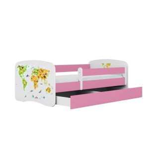 Łóżko Babydreams różowe Mapa z szufladą materac piankowy 160×80 1054306