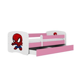 Łóżko Babydreams różowe Spiderman z szufladą materac piankowy 160×80 1054270