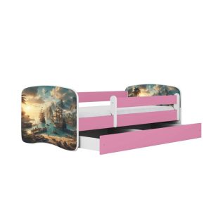 Łóżko Babydreams różowe Statek z szufladą materac piankowy 160×80 1054454