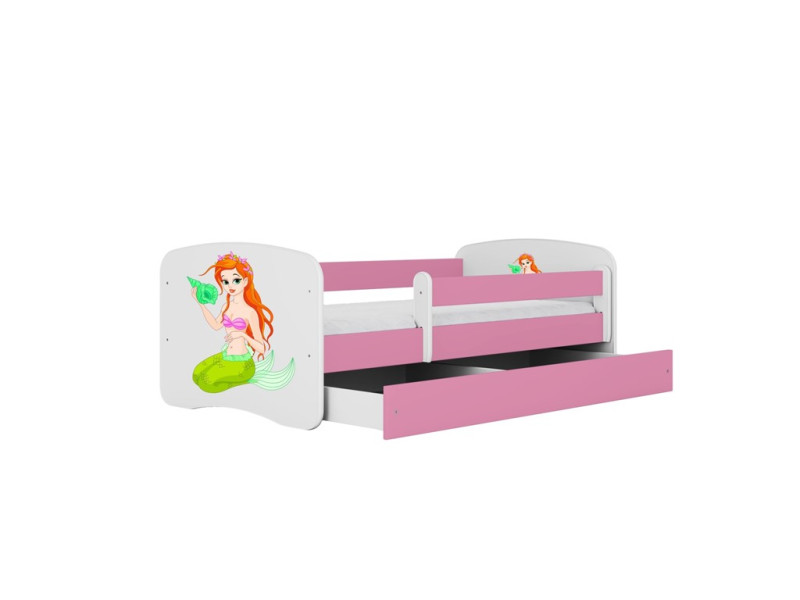 Łóżko Babydreams różowe Syrenka z szufladą materac piankowy 160x80 1054373