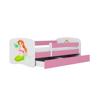 Łóżko Babydreams różowe Syrenka z szufladą materac piankowy 180×80 1054292