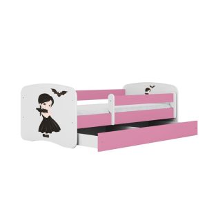 Łóżko Babydreams różowe Wednesday z szufladą materac piankowy 140×70 1054233