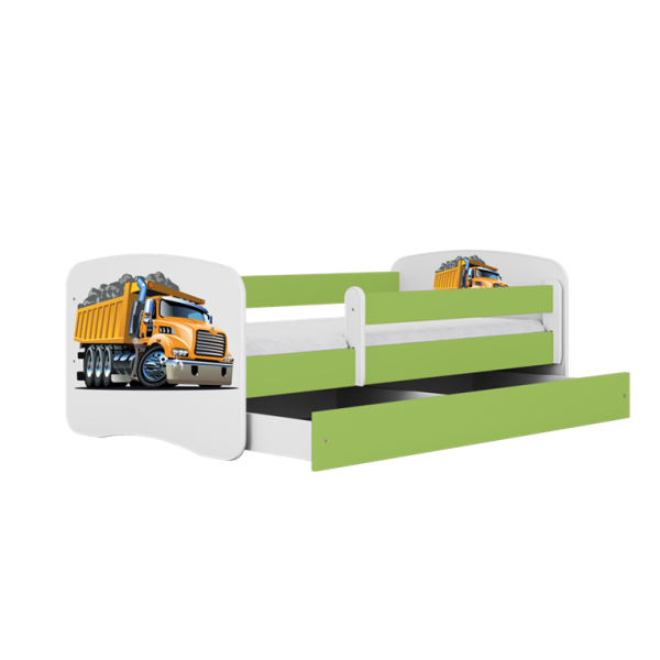 Łóżko Babydreams zielone Ciężarówka z szufladą materac piankowy 140x70 1054485