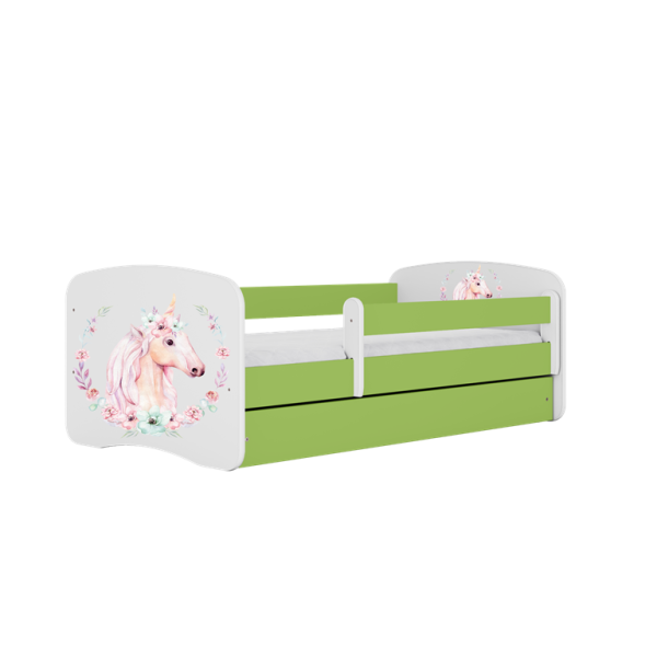 Łóżko Babydreams zielone Konik z szufladą materac piankowy 160x80 1054029