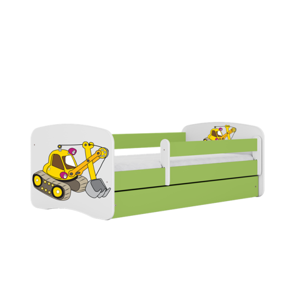 Łóżko Babydreams zielone Koparka z szufladą materac piankowy 160x80 1054514