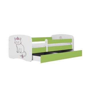 Łóżko Babydreams zielone Kot z szufladą materac piankowy 140×70 1054004 Łóżko Babydreams zielone Kot z szufladą materac piankowy 140×70 1054004