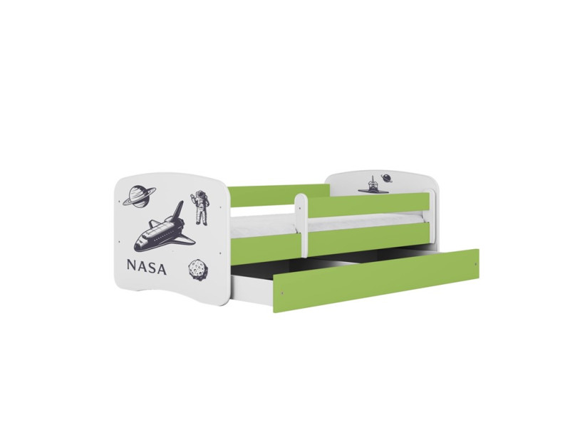 Łóżko Babydreams zielone Nasa z szufladą materac piankowy 160x80 1054490
