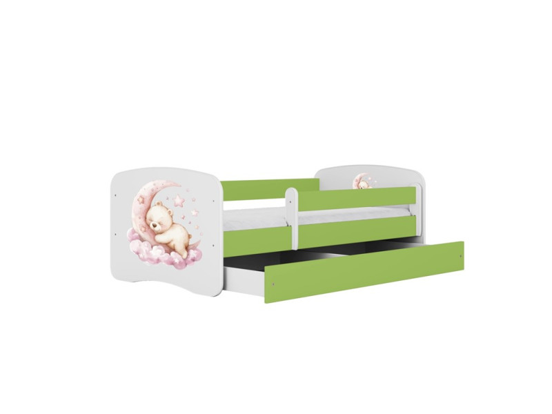 Łóżko Babydreams zielone Sen z szufladą materac piankowy 140x70 1054255