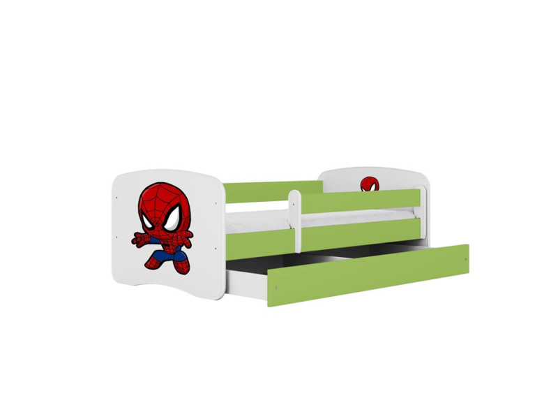 Łóżko Babydreams zielone Spiderman z szufladą materac piankowy 160x80 1054175