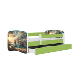 Łóżko Babydreams zielone Statek z szufladą materac piankowy 180×80 1053998