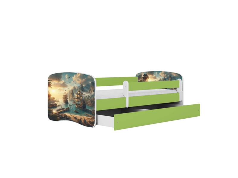 Łóżko Babydreams zielone Statek z szufladą materac piankowy 180x80 1053998