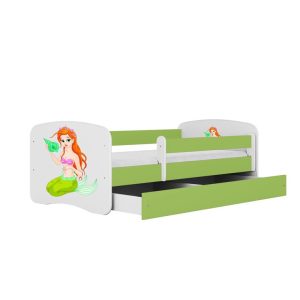 Łóżko Babydreams zielone Syrenka z szufladą materac piankowy 160×80 1054155