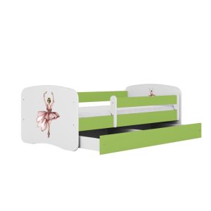 Łóżko Babydreams zielone Tancerka z szufladą materac piankowy 160×80 1054437