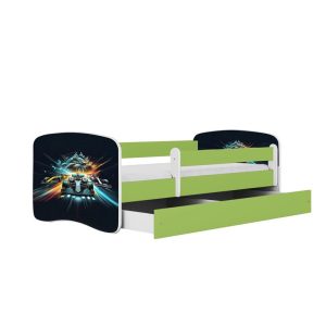 Łóżko Babydreams zielone Wyścig z szufladą materac piankowy 140×70 1054450