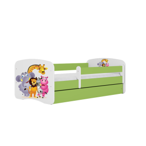 Łóżko Babydreams zielone Zoo z szufladą materac piankowy 180×80 1054428