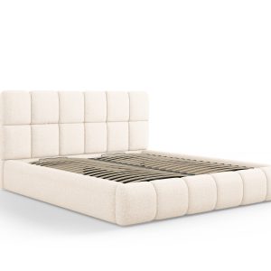 Łóżko BELLIS Schowek Zagłówek 200x200cm Szenil Beż jasny 274884 Łóżko BELLIS Schowek Zagłówek 200x200cm Szenil Beż jasny 274884