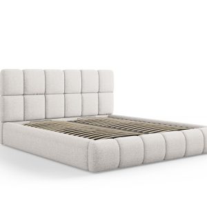 Łóżko BELLIS Schowek Zagłówek 200x200cm Szenil Szary jasny 274762 Łóżko BELLIS Schowek Zagłówek 200x200cm Szenil Szary jasny 274762