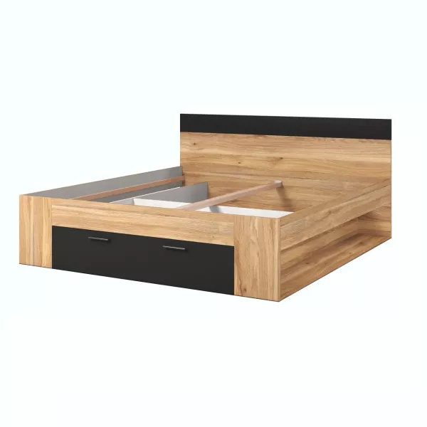 Łóżko BETA 180x200 dąb muavella/czarne z szufladą/bez materaca/bez stelaża 620291