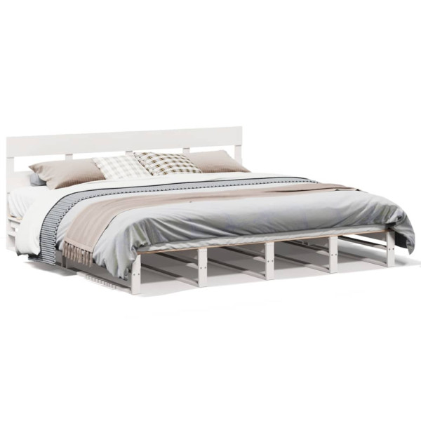 Łóżko bez materaca białe 200x200 cm lite drewno sosnowe 478099