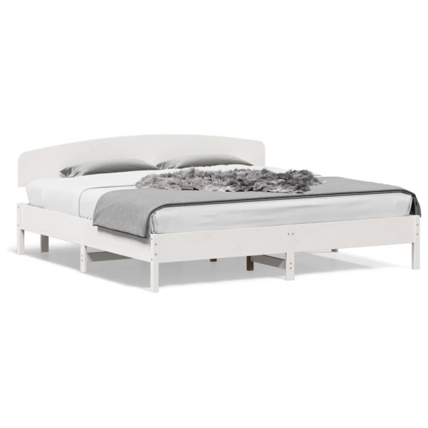 Łóżko bez materaca białe 200x200 cm lite drewno sosnowe 478196