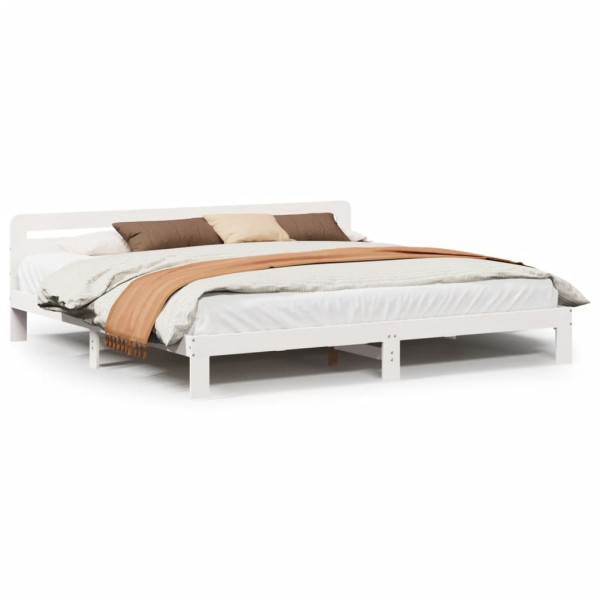 Łóżko bez materaca białe 200x200 cm lite drewno sosnowe 478543
