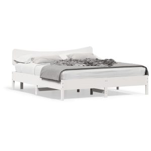 Łóżko bez materaca białe 200×200 cm lite drewno sosnowe 478789 Łóżko bez materaca białe 200×200 cm lite drewno sosnowe 478789