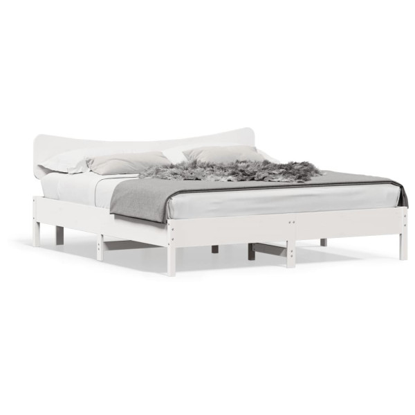 Łóżko bez materaca białe 200x200 cm lite drewno sosnowe 478789