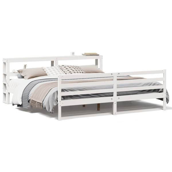 Łóżko bez materaca białe 200x200 cm lite drewno sosnowe 478811
