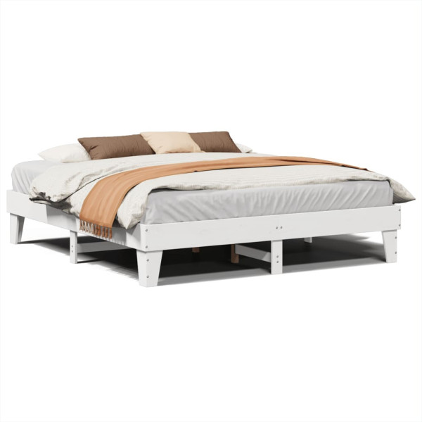 Łóżko bez materaca białe 200x200 cm lite drewno sosnowe 478899