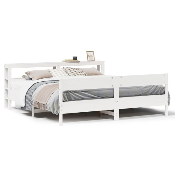 Łóżko bez materaca białe 200x200 cm lite drewno sosnowe 479633