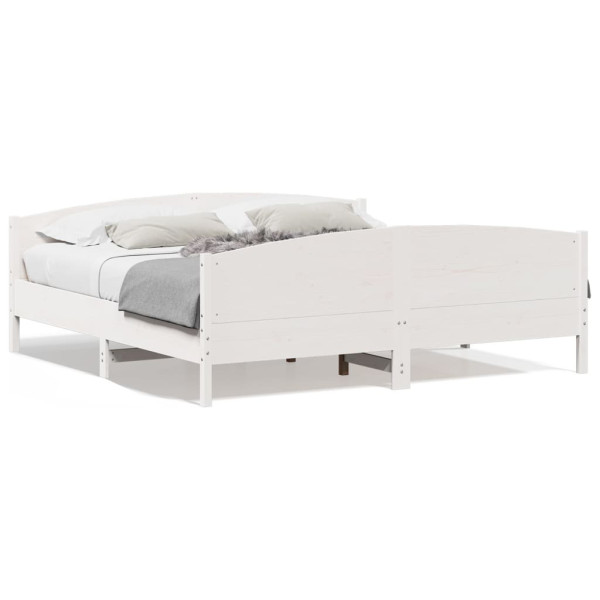 Łóżko bez materaca białe 200x200 cm lite drewno sosnowe 475665