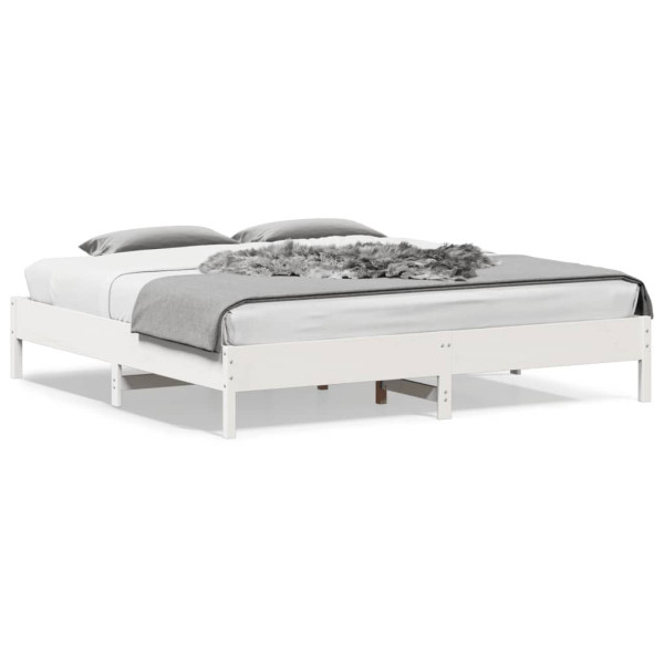 Łóżko bez materaca białe 200x200 cm lite drewno sosnowe 475829