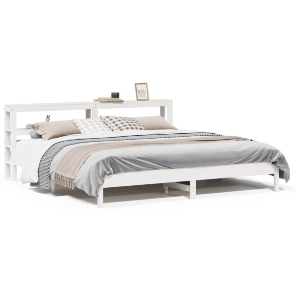 Łóżko bez materaca białe 200x200 cm lite drewno sosnowe 477209
