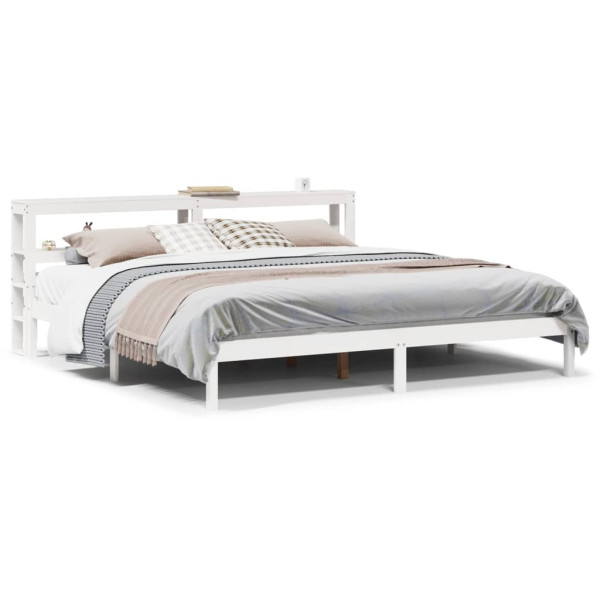 Łóżko bez materaca białe 200x200 cm lite drewno sosnowe 477378