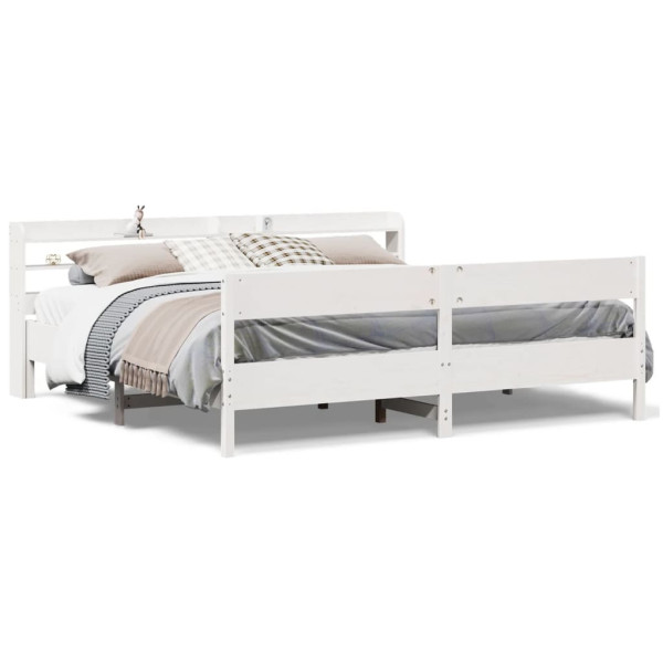Łóżko bez materaca białe 200x200 cm lite drewno sosnowe 477594