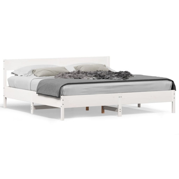 Łóżko bez materaca białe 200x200 cm lite drewno sosnowe 472666