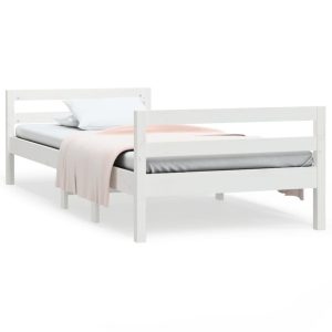 Łóżko bez materaca białe 80×200 cm lite drewno sosnowe 475683 Łóżko bez materaca białe 80×200 cm lite drewno sosnowe 475683