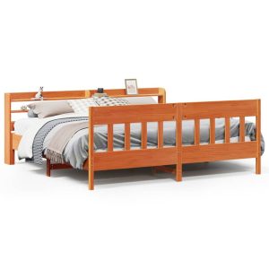 Łóżko bez materaca woskowy brąz 200×200 cm drewno sosnowe 477653 Łóżko bez materaca woskowy brąz 200×200 cm drewno sosnowe 477653