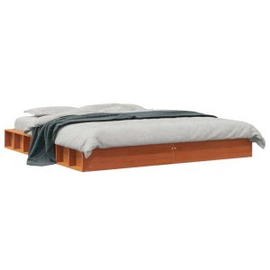 Łóżko bez materaca woskowy brąz 200×200 cm drewno sosnowe 477862