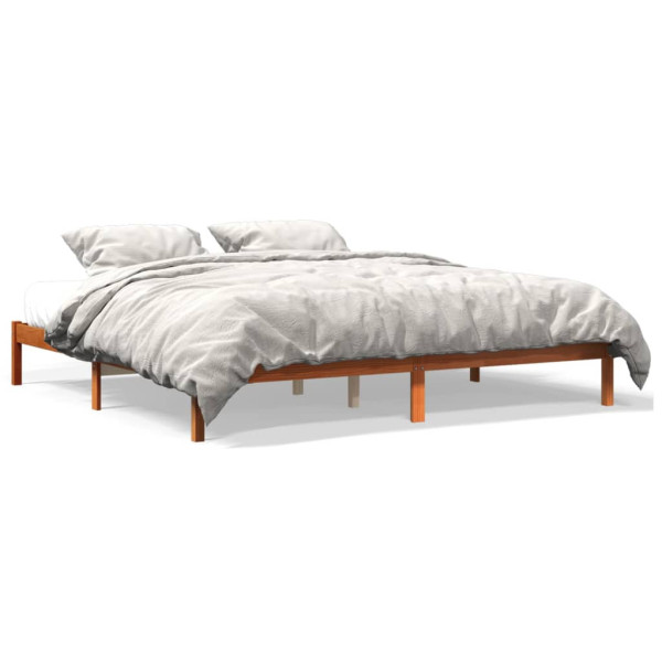 Łóżko bez materaca woskowy brąz 200x200 cm drewno sosnowe 479138