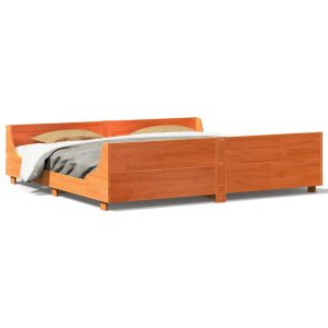 Łóżko bez materaca woskowy brąz 200×200 cm drewno sosnowe 480459