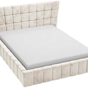 Łóżko beżowe 160×200 Deluxe z przeszyciami, stelażem metalowym 1053761 Łóżko beżowe 160×200 Deluxe z przeszyciami, stelażem metalowym 1053761