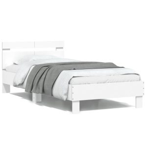 Łóżko Białe Rama Łóżka Ze Stelażem Do Sypialni Pokoju 100×200 cm 828072 Łóżko Białe Rama Łóżka Ze Stelażem Do Sypialni Pokoju 100×200 cm 828072