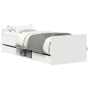 Łóżko Białe Rama Łóżka Ze Stelażem Do Sypialni Pokoju 100×200 cm 828543 Łóżko Białe Rama Łóżka Ze Stelażem Do Sypialni Pokoju 100×200 cm 828543