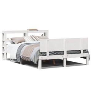 Łóżko Białe Rama Łóżka Ze Stelażem Do Sypialni Pokoju 120×200 cm 828133